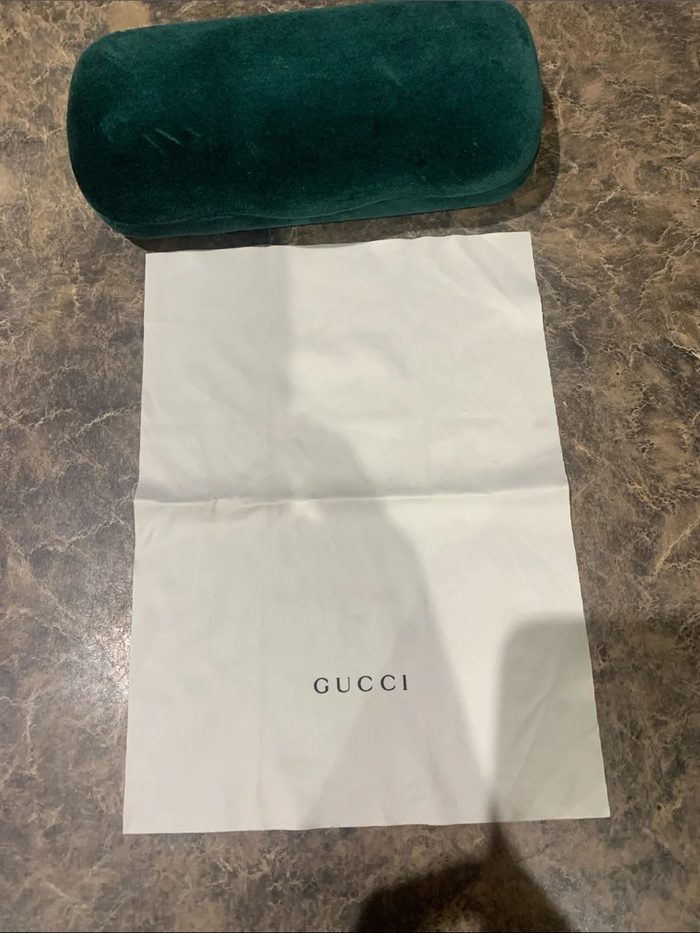 Gucci Teal Velvet Eyewear Case with Peach Interior